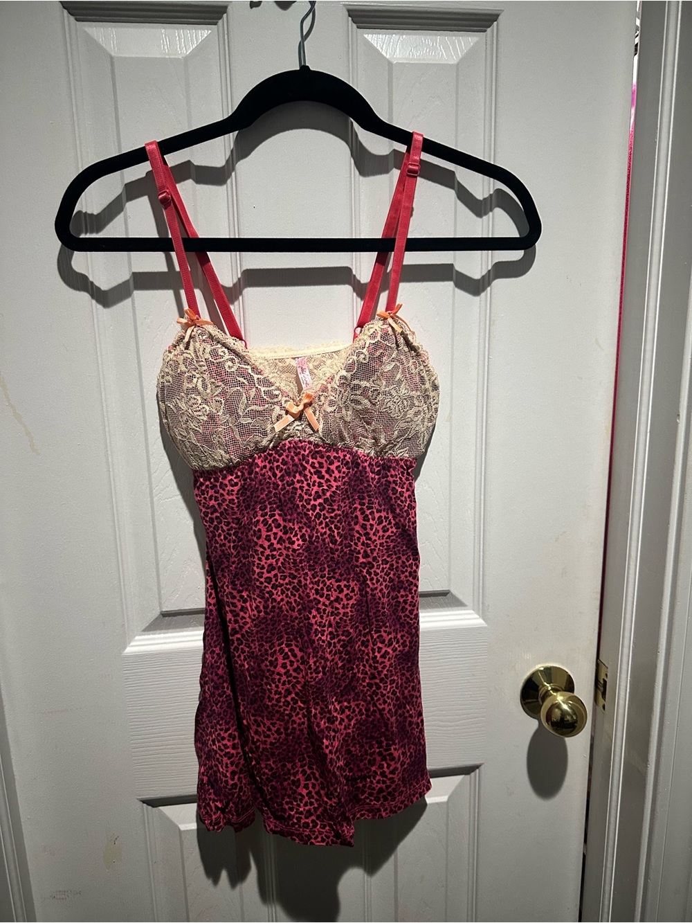 Pink Leopard Lace Chemise Nightdress